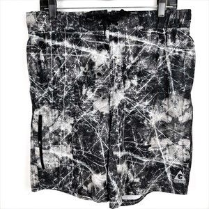 Gerry Style YG8830 Black & White Streaked Board Shorts Swim Trunks Mens Medium